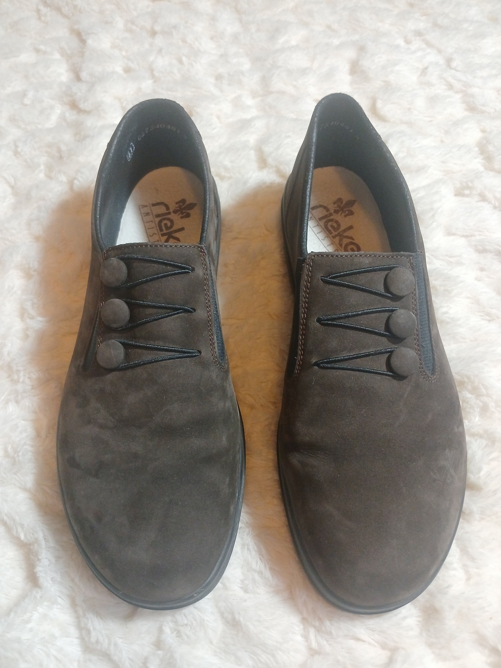 Rieker Antistress Brown Leather Loafers Womens Size 9.5-10 Slip On Shoes EU 41